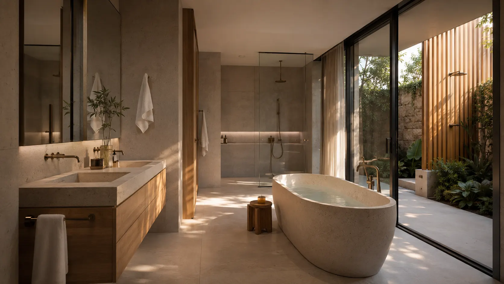Desert House — Stone Spa Bathroom