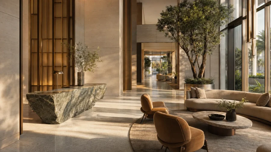 Grand Lobby — Amenity architectural rendering