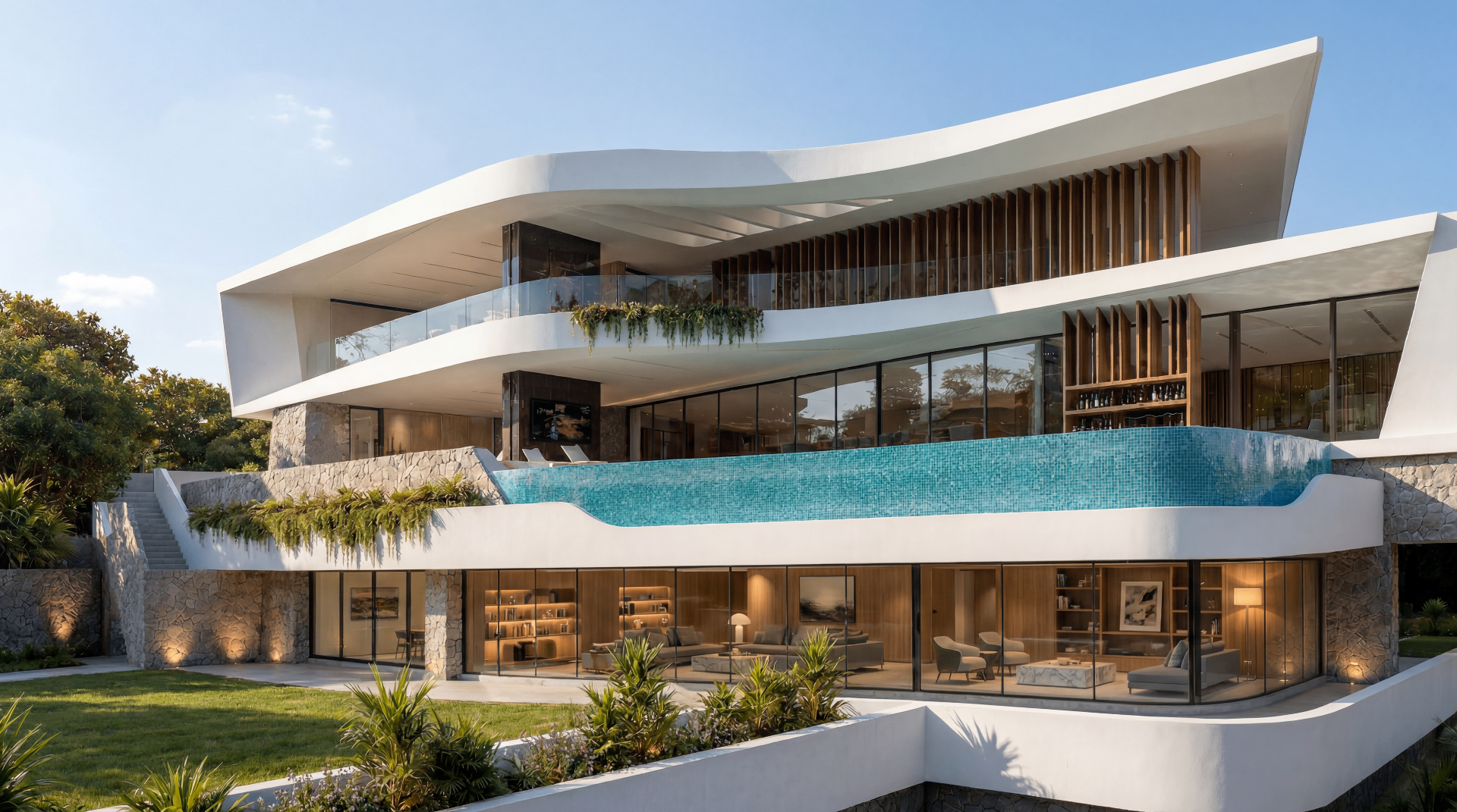 Sculpted Villa — Poolside